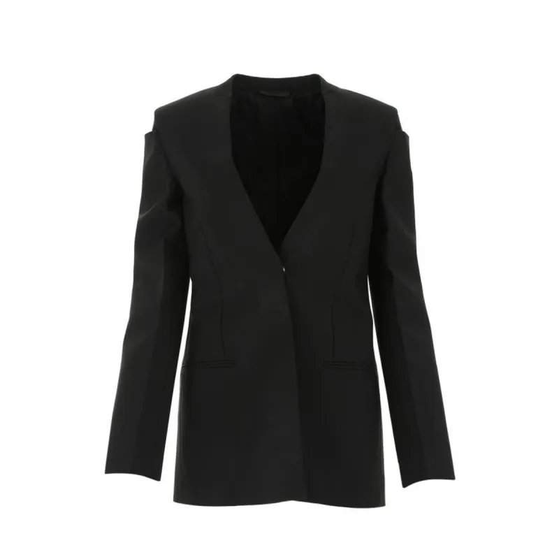 Collarless Blazer Jacket in Wool and Mohair sold by MARAIS