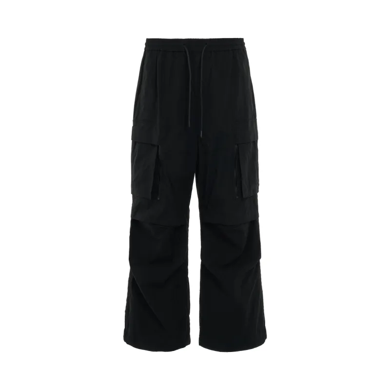Side Puckered Nylon Pants in Black sold by MARAIS