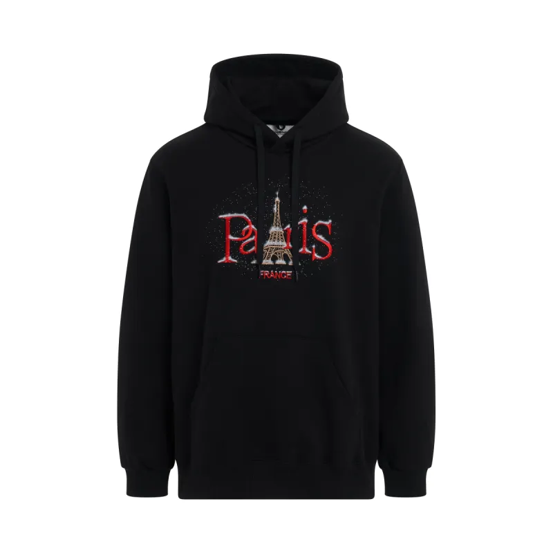 Snow in Paris Hoodie in Black sold by MARAIS