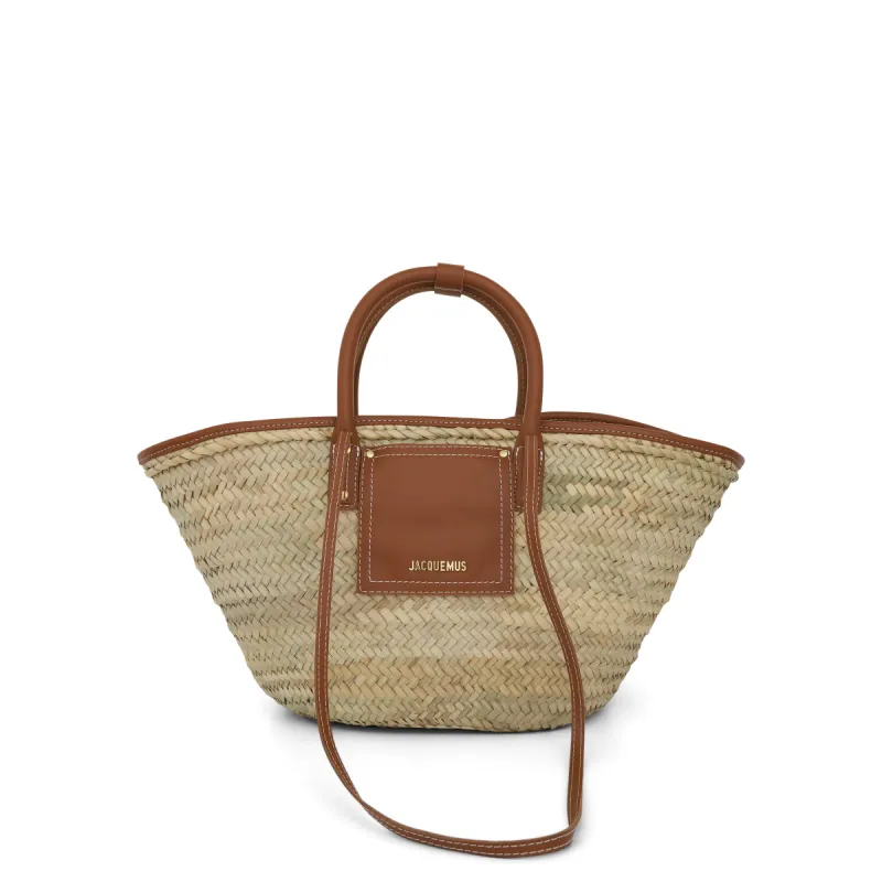 Le Panier Soleil Straw & Leather Bag in Light Brown 2 made by Jacquemus