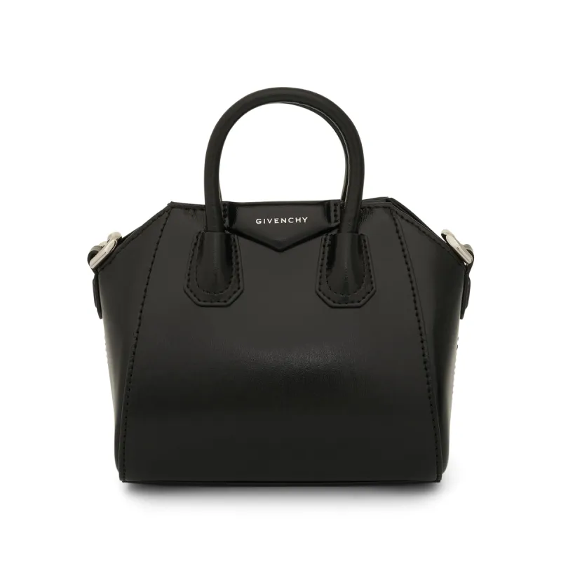 Micro Antigona Bag in Box Leather in Black sold by MARAIS