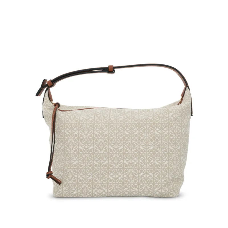 Medium Cubi Bag in Anagram Jacquard and Calfskin in Ecru sold by MARAIS
