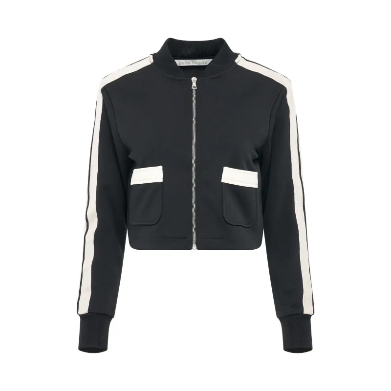 Stripe-Pocket Track Jacket in Black/Off White sold by MARAIS