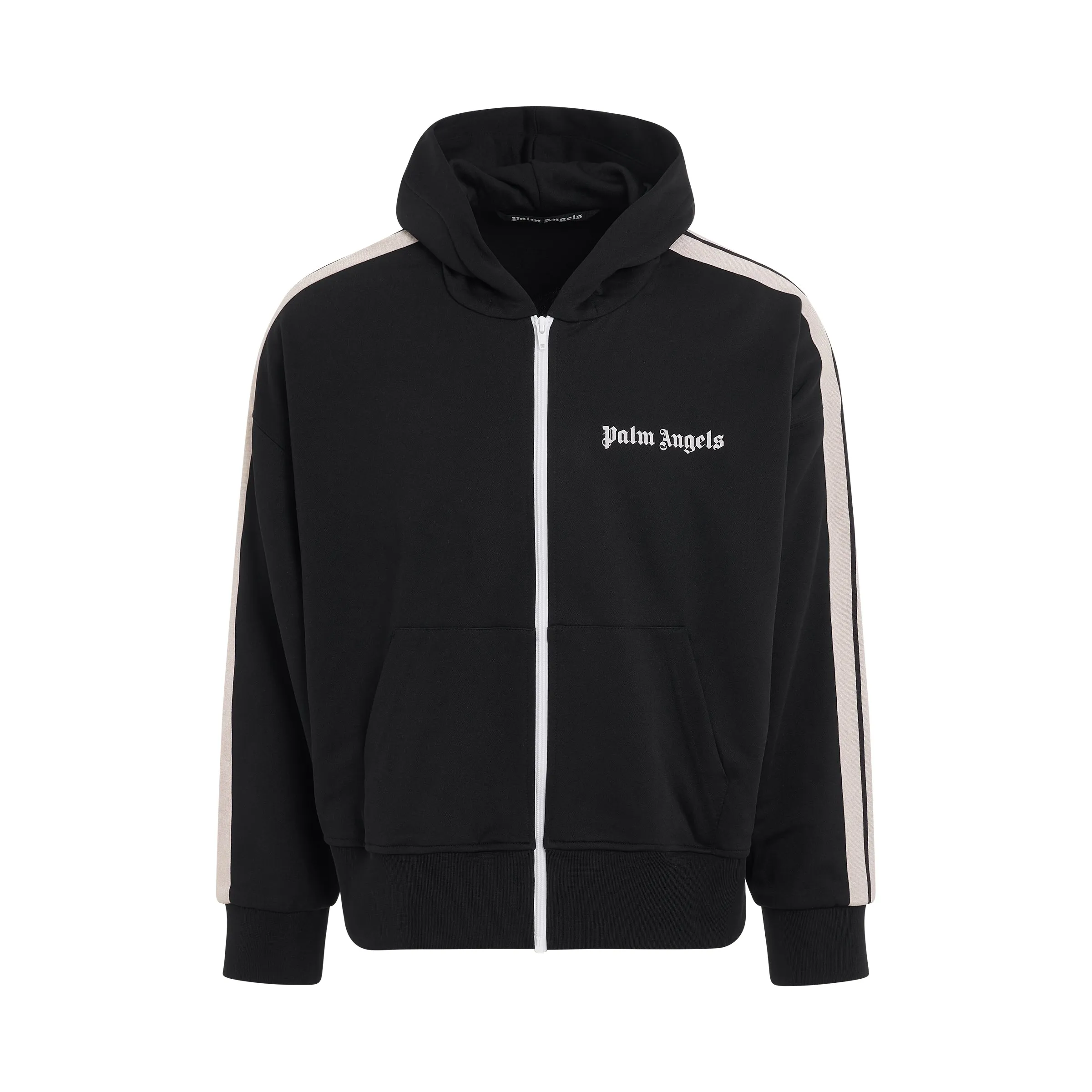 Zipped Hoodie Track Jacket in Black/Off White sold by MARAIS