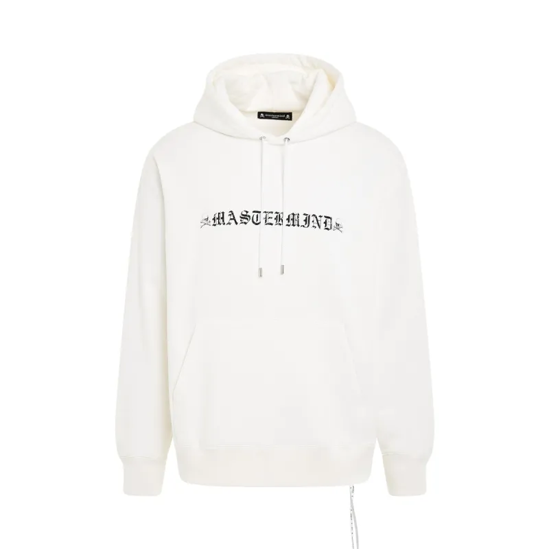 Rubbed Logo Hoodie in White sold by MARAIS