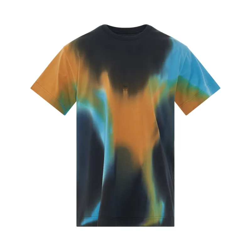 4G Embroidered Oversized Tiedye Back Cut T-Shirt in Black/Blue sold by MARAIS