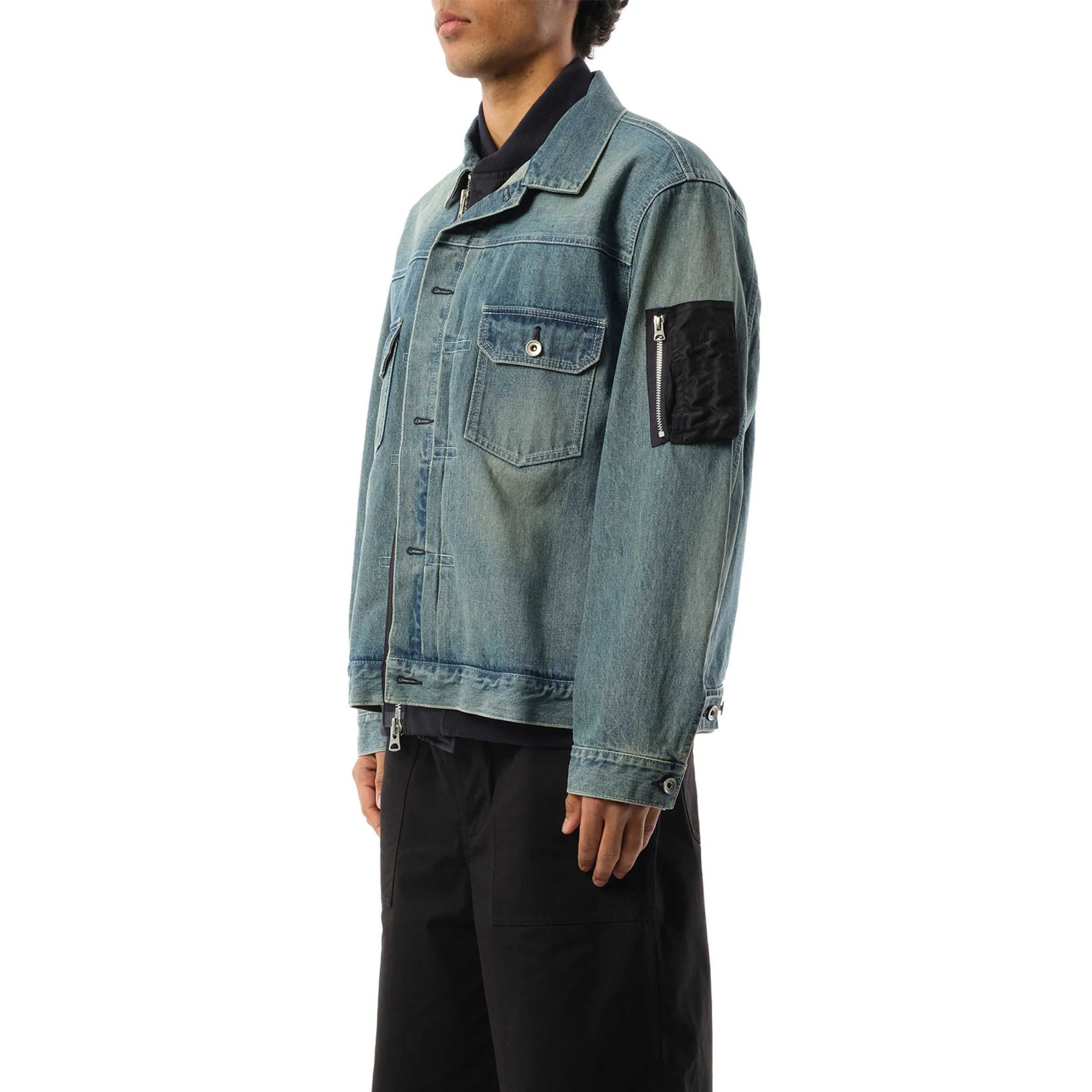 Denim x Nylon Jacket in Light Blue sold by MARAIS product image thumbnail 5