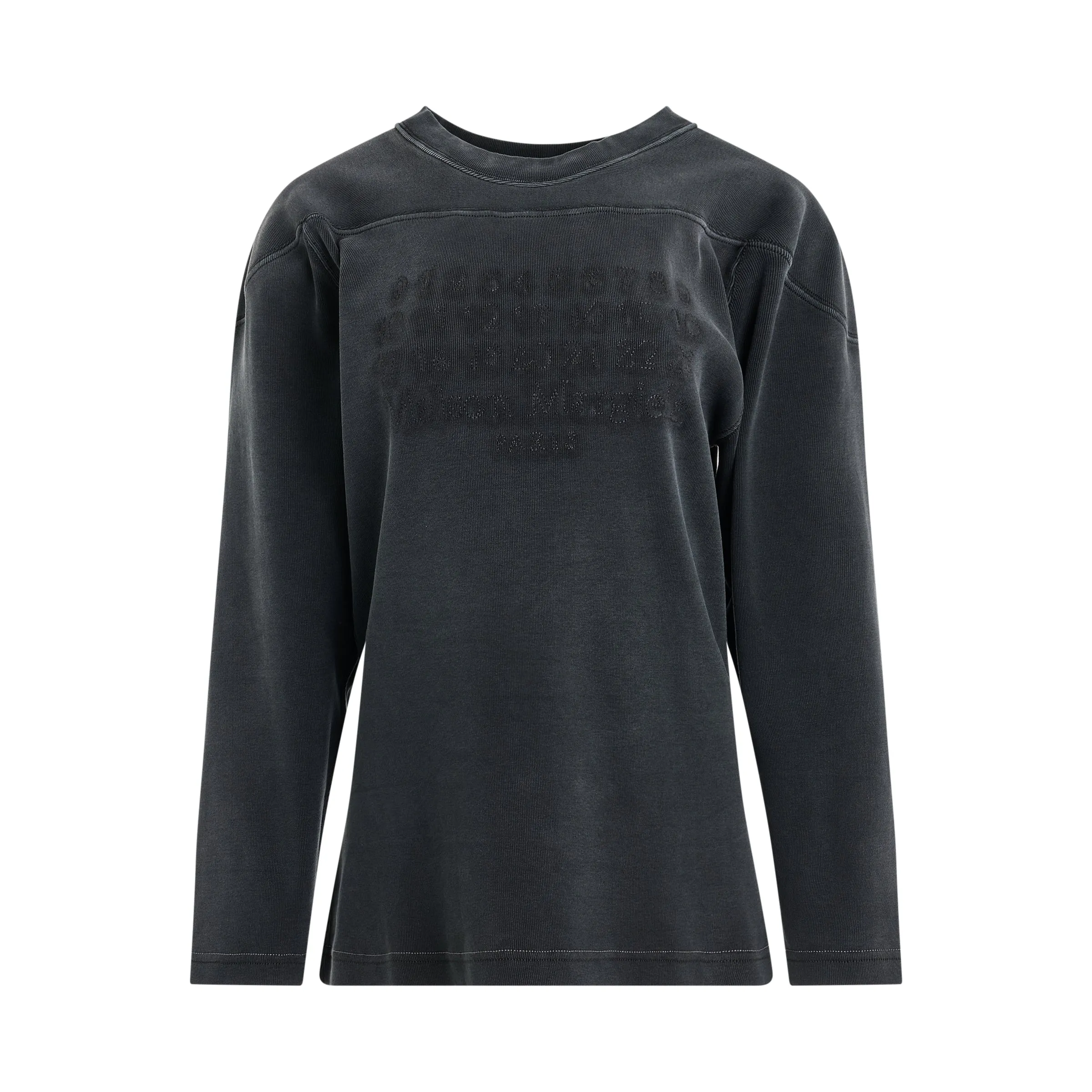 Rib Cotton Logo Sweatshirt in Black sold by MARAIS