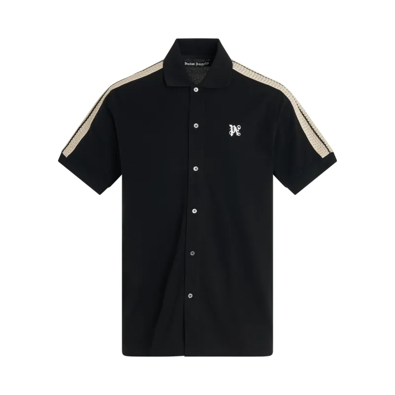 Monogram Track Polo in Black/Off White sold by MARAIS