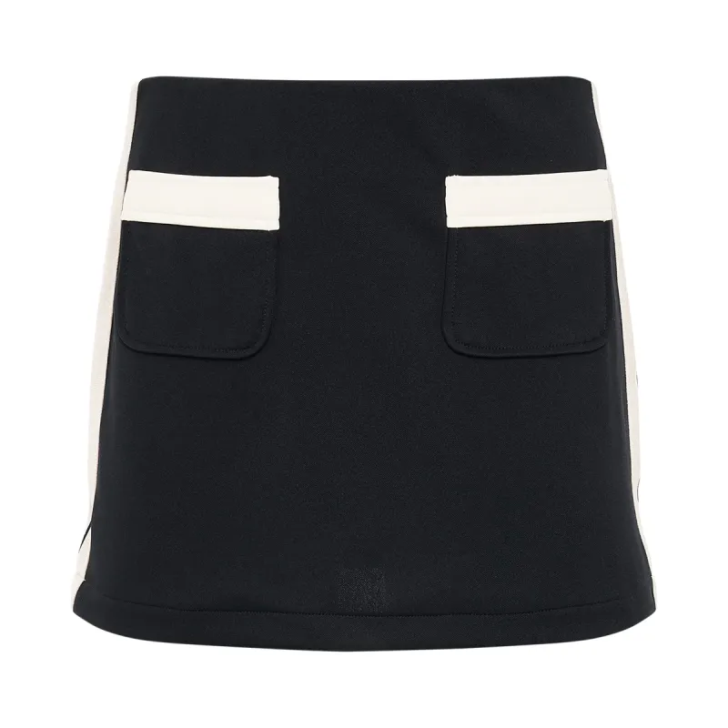 Pockets Track Mini Skirt in Black/Off White sold by MARAIS
