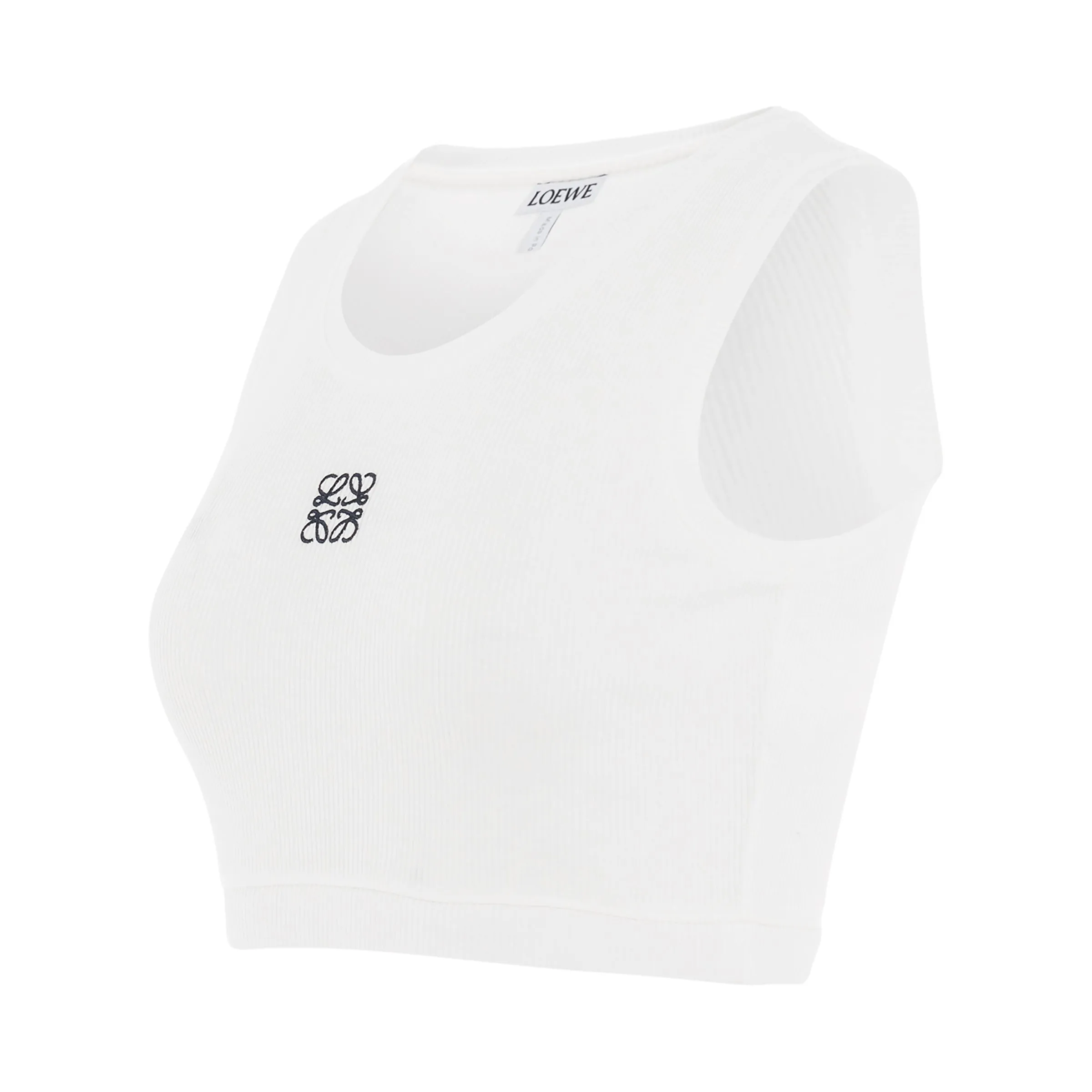 Cropped Anagram Tank Top in White/Navy Blue sold by MARAIS product image thumbnail 2