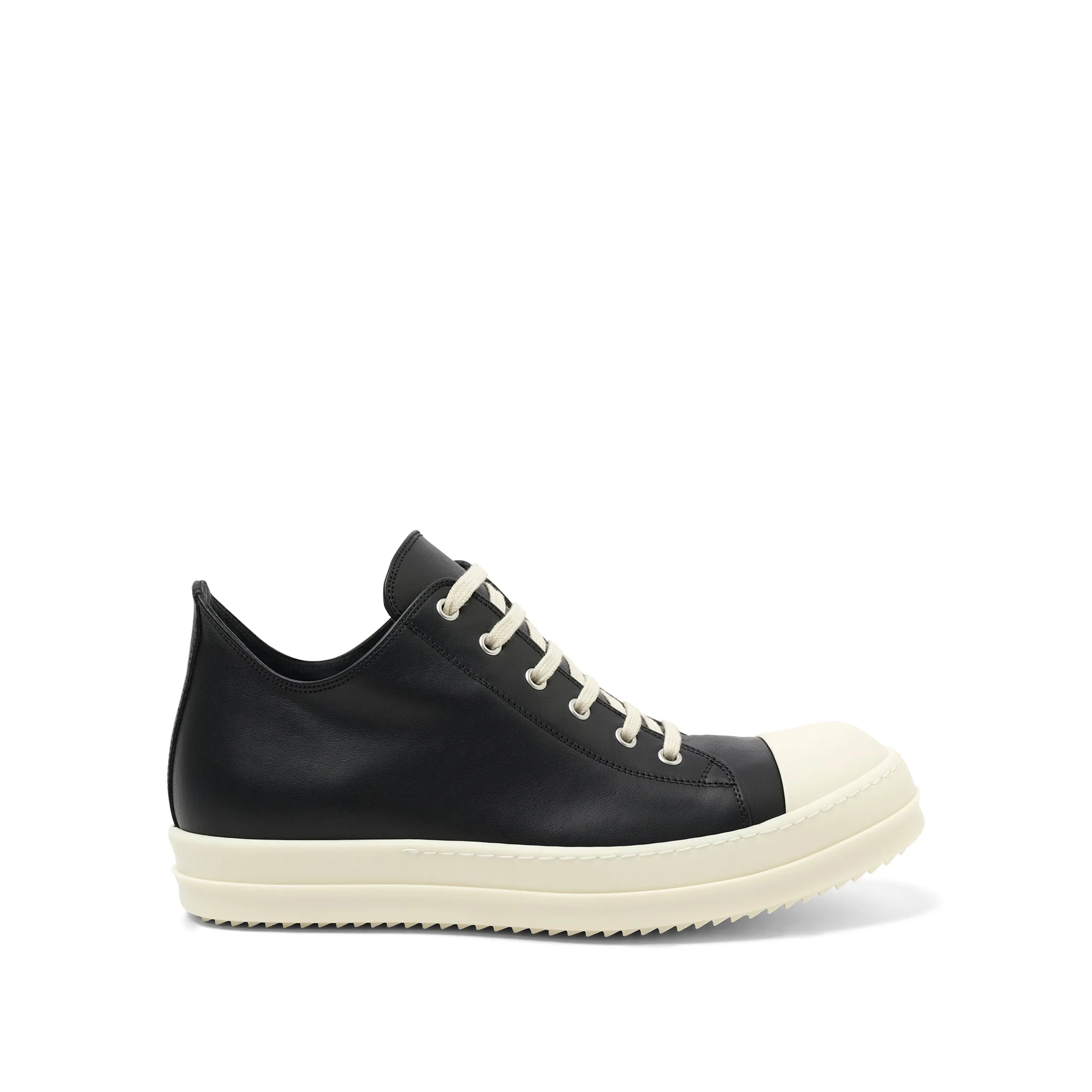 Full Grain Calf Low Sneaker in Black/Milk sold by MARAIS