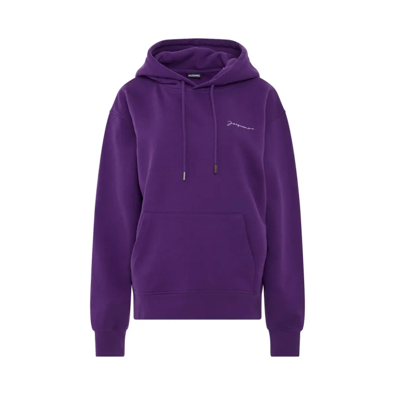 Brode Logo Hoodie in Dark Purple sold by MARAIS