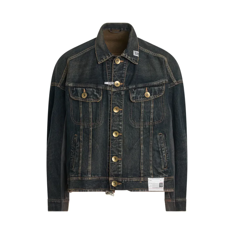 Combination Denim Jacket in Indigo sold by MARAIS
