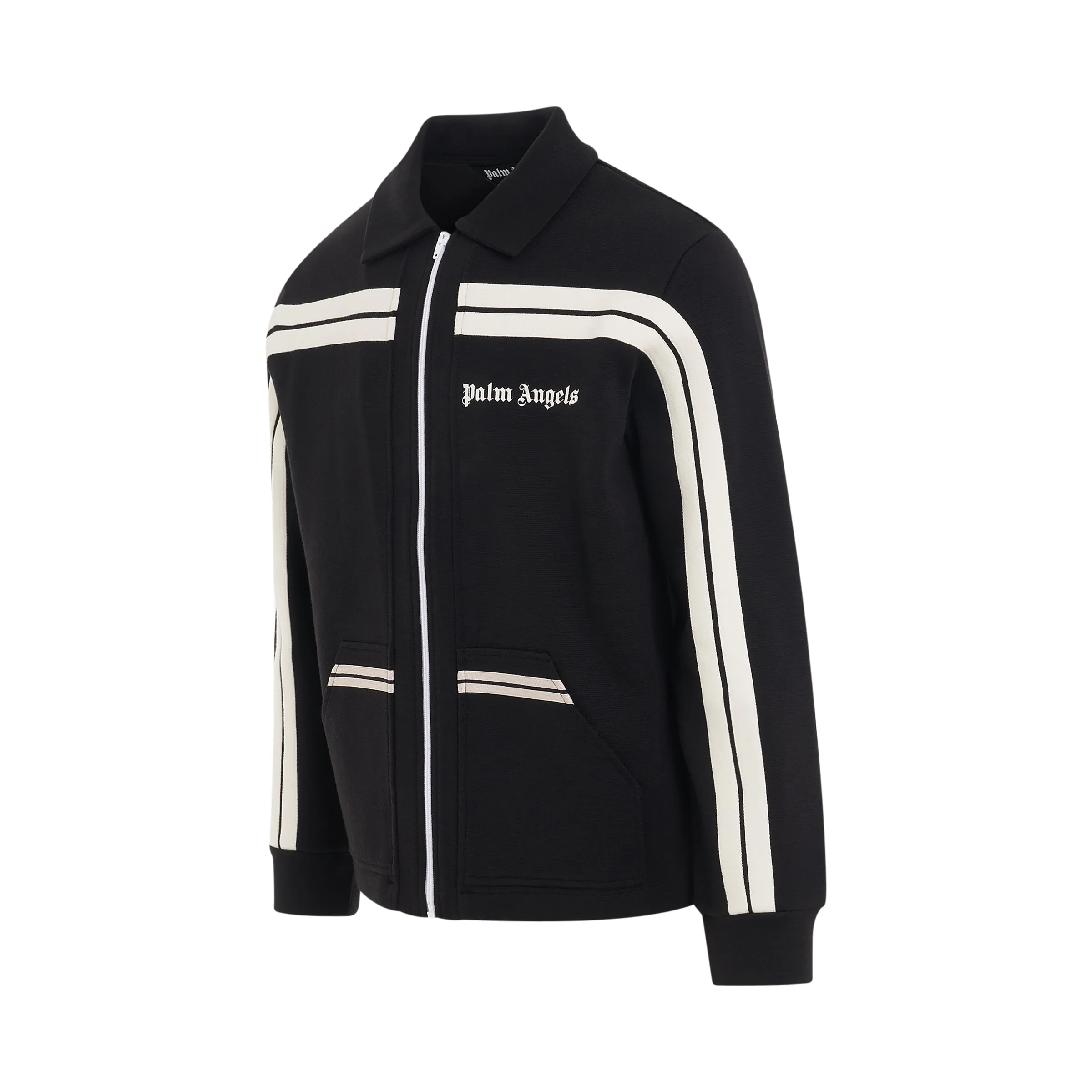 Shirt Collar Knit Track Jacket in Black/Off White sold by MARAIS product image thumbnail 2