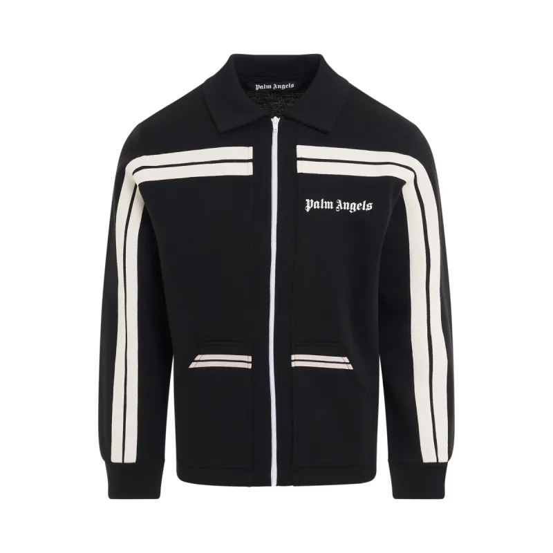 Shirt Collar Knit Track Jacket in Black/Off White sold by MARAIS