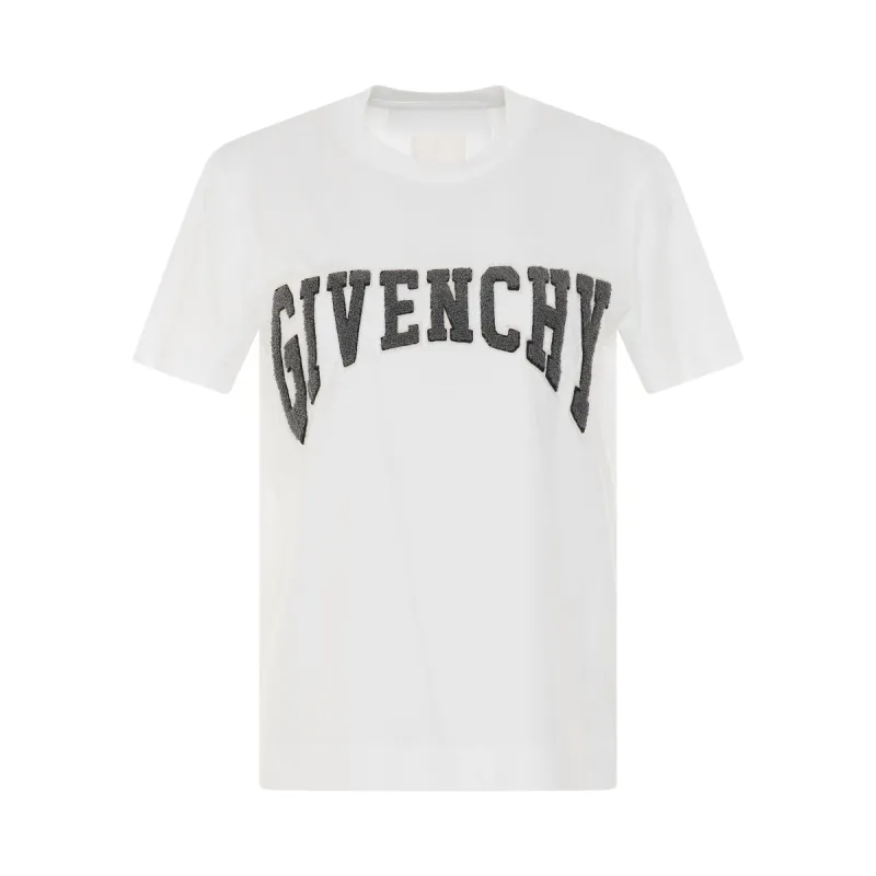 College Logo Slim Fit T-Shirt in White made by MARAIS