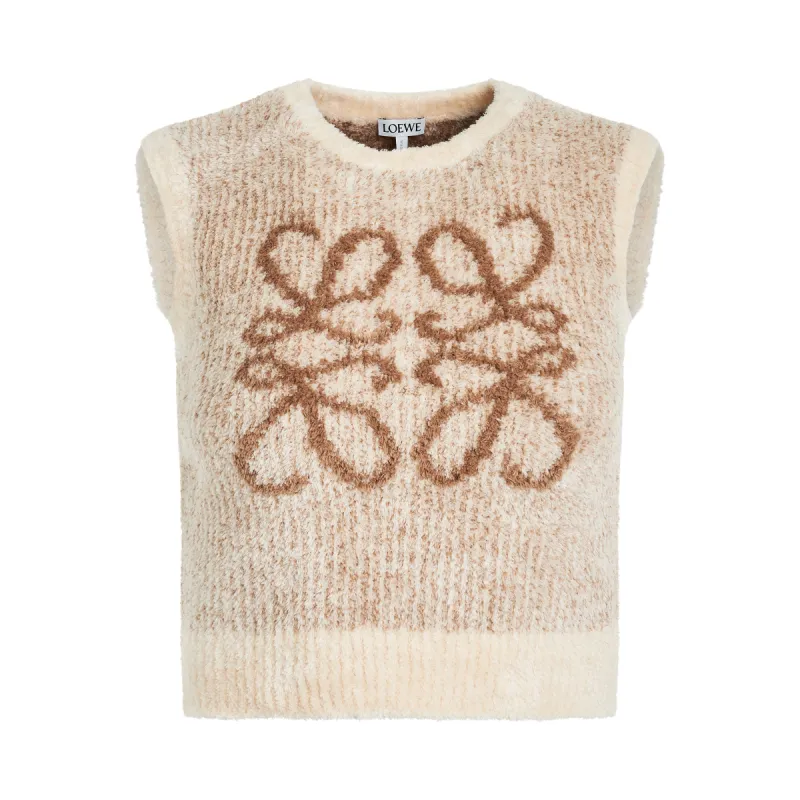 Anagram Knit Vest in Ecru/Camel sold by MARAIS