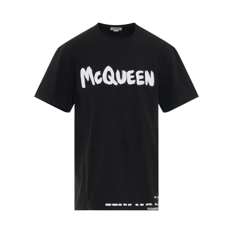 Graffiti Print Logo Long Sleeve T-Shirt in Black sold by MARAIS