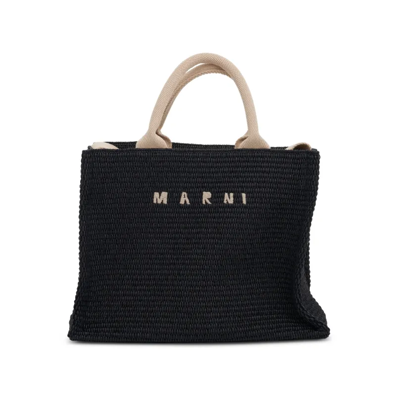 Raffia Small Tote Bag in Black/Natural sold by MARAIS