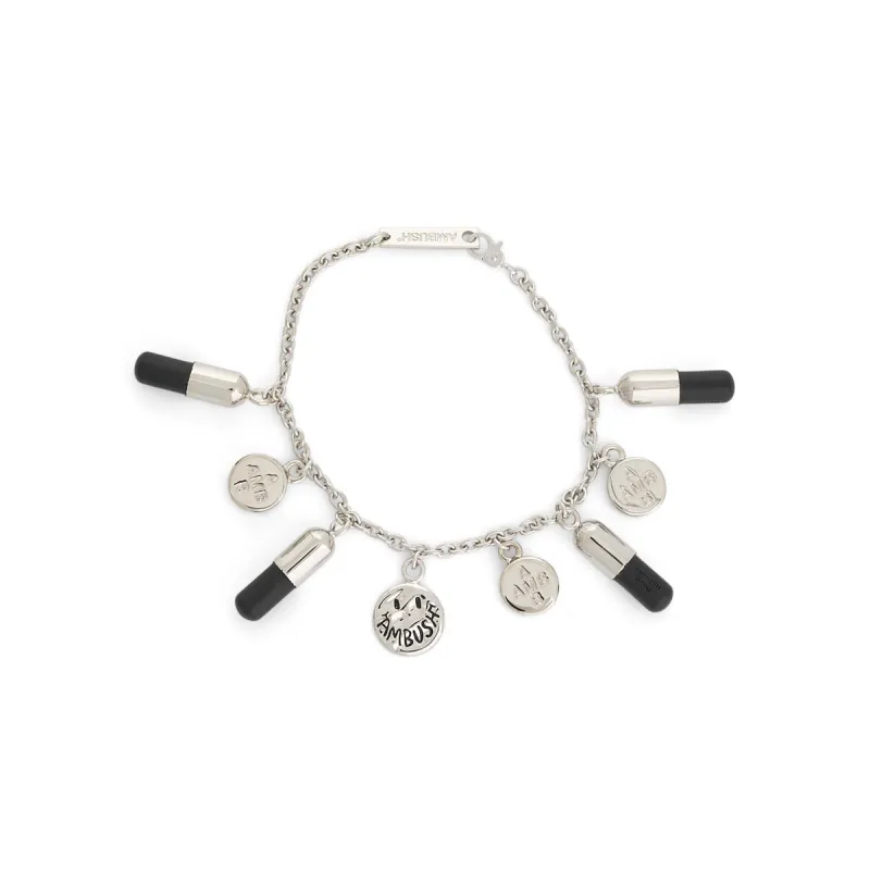Multipill Charm Bracelet in Silver/Black sold by MARAIS