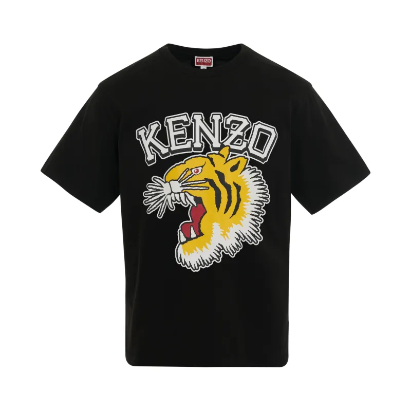Tiger Varsity Oversize T-Shirt in Black sold by MARAIS