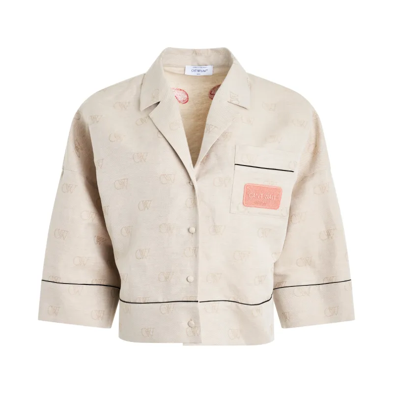 Linen Jacquard Pajama Shirt in Cream sold by MARAIS
