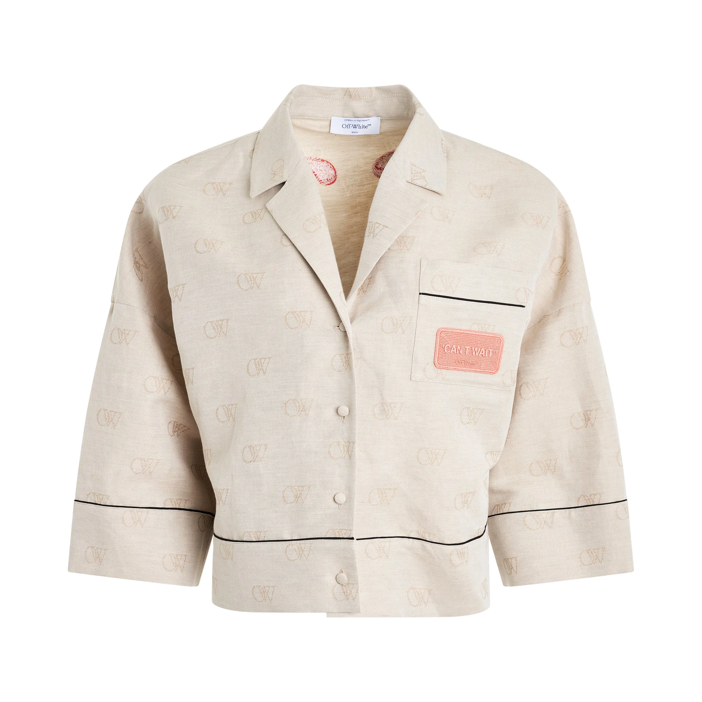 Linen Jacquard Pajama Shirt in Cream sold by MARAIS