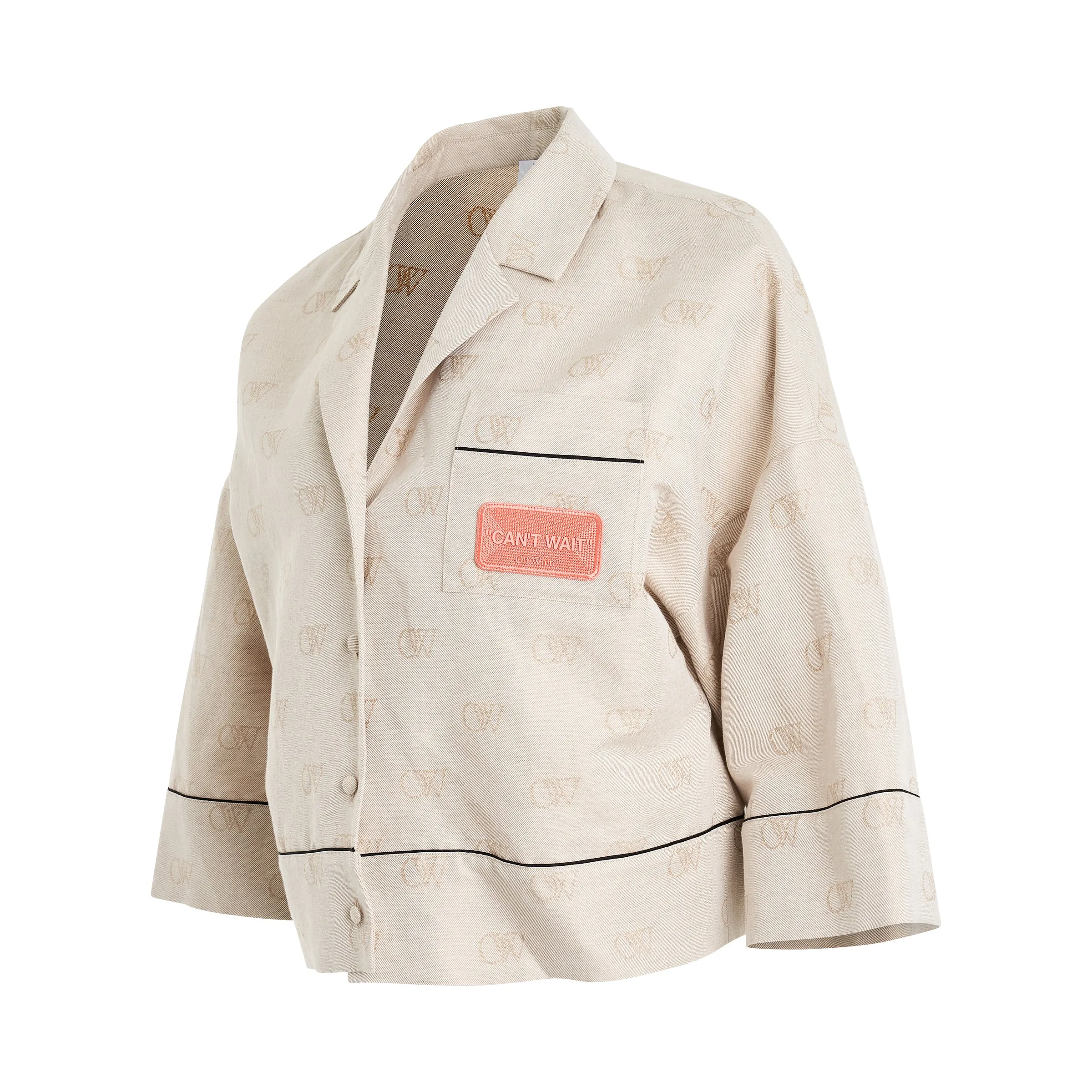 Linen Jacquard Pajama Shirt in Cream sold by MARAIS product image thumbnail 2