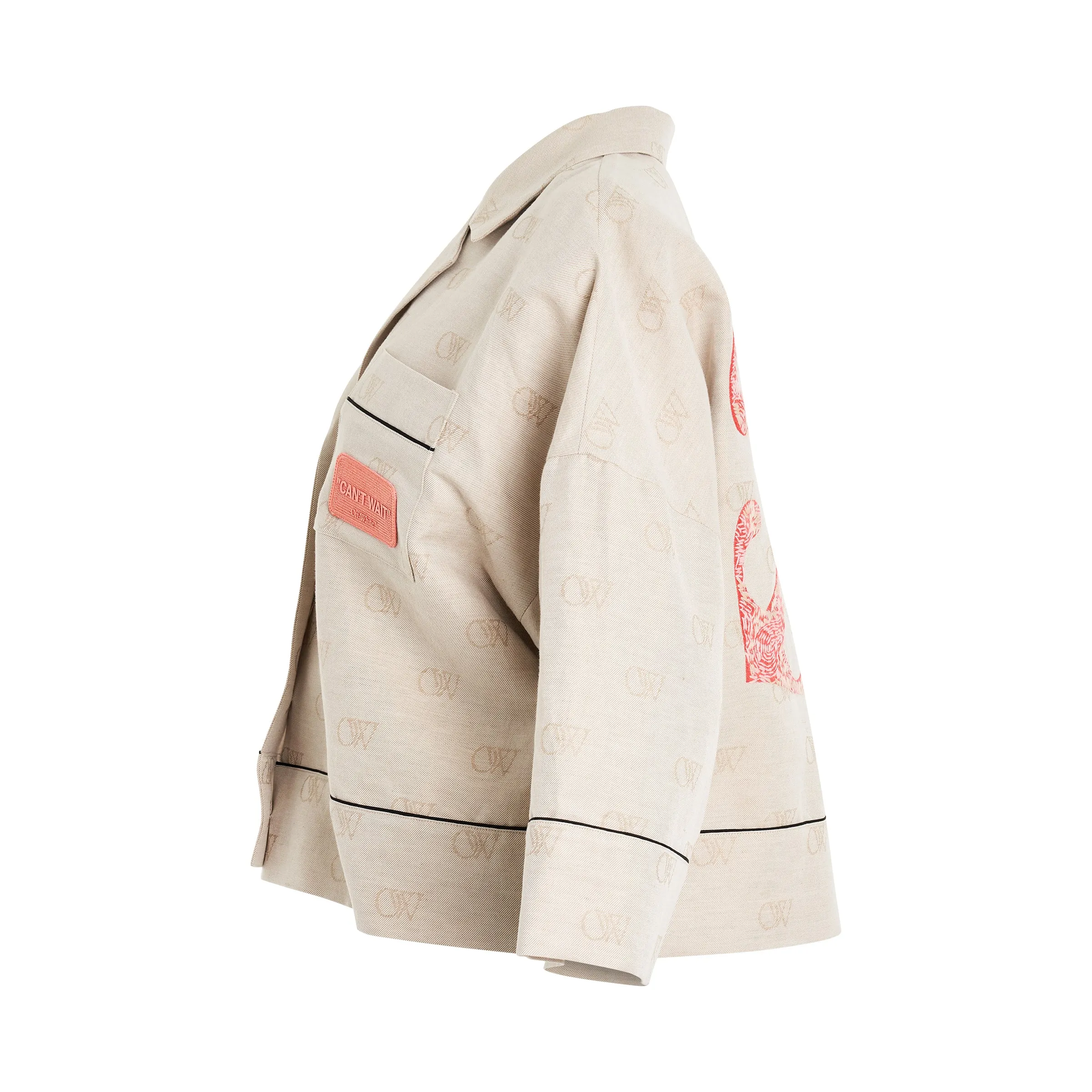 Linen Jacquard Pajama Shirt in Cream sold by MARAIS product image thumbnail 3