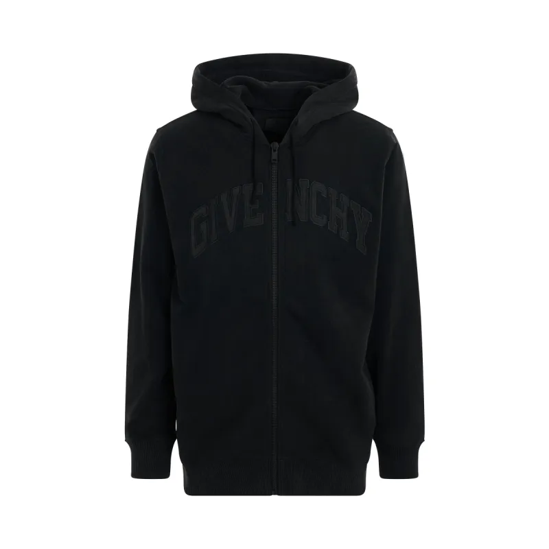 Archetype College Dye Zipped Hoodie in Faded Black sold by MARAIS