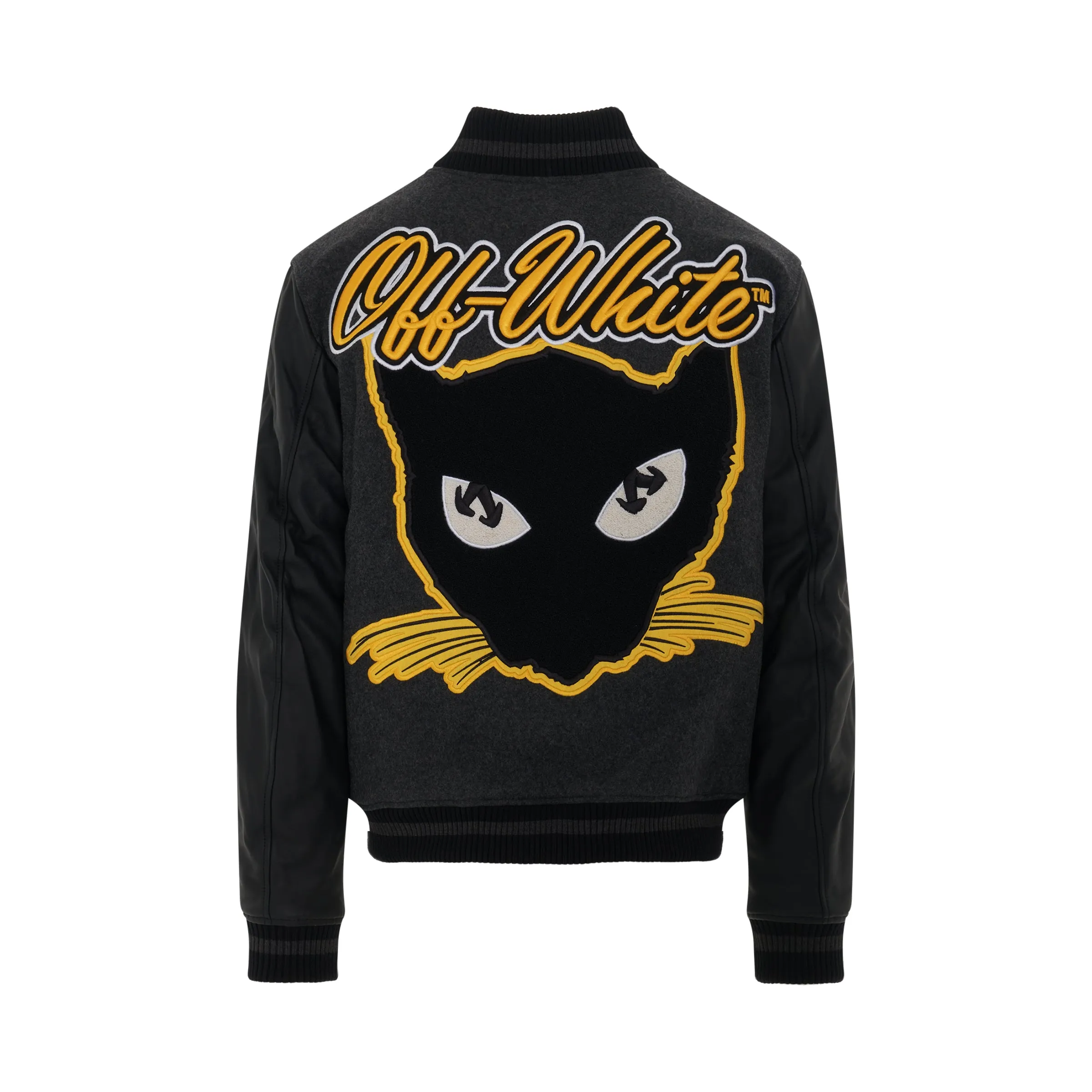 Varsity Cat Leather Jacket in Black/Yellow sold by MARAIS product image thumbnail 4