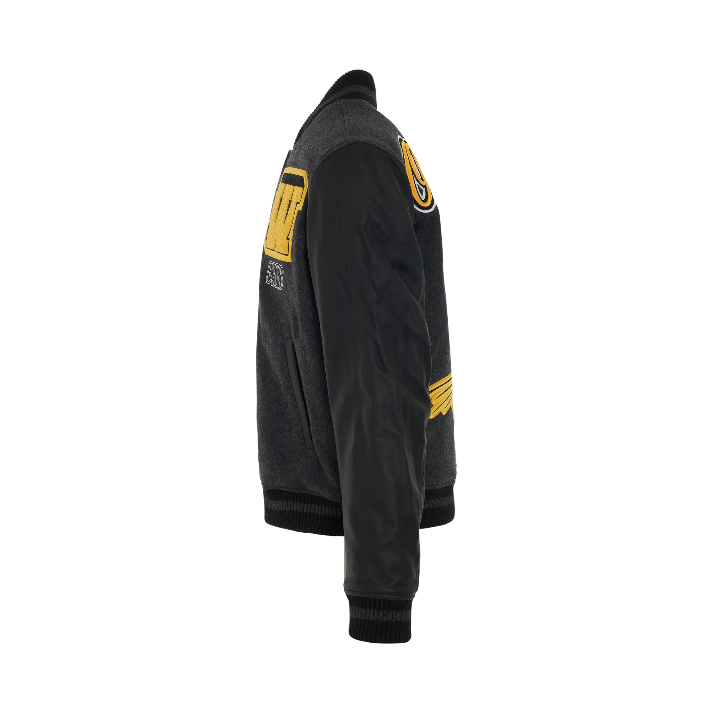 Varsity Cat Leather Jacket in Black/Yellow sold by MARAIS product image thumbnail 3