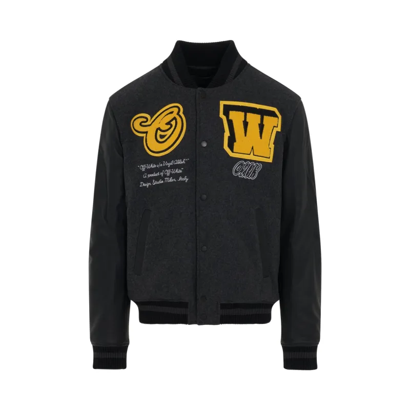 Varsity Cat Leather Jacket in Black/Yellow sold by MARAIS