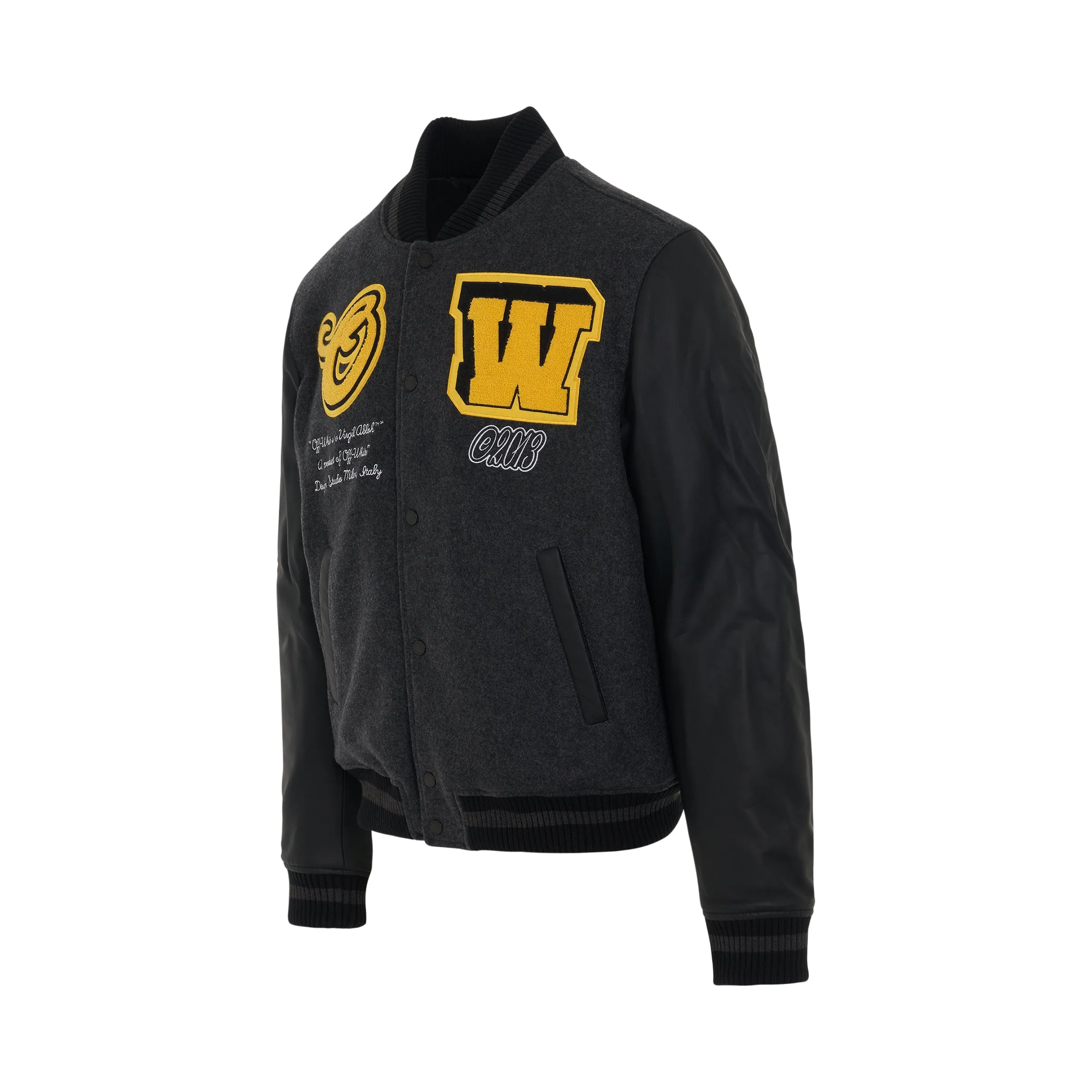 Varsity Cat Leather Jacket in Black/Yellow sold by MARAIS product image thumbnail 2