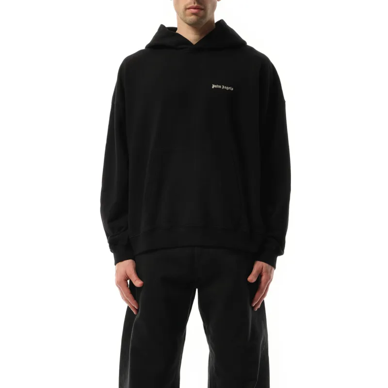 Classic Logo EMB Hoodie in Black/Off White made by Palm Angels
