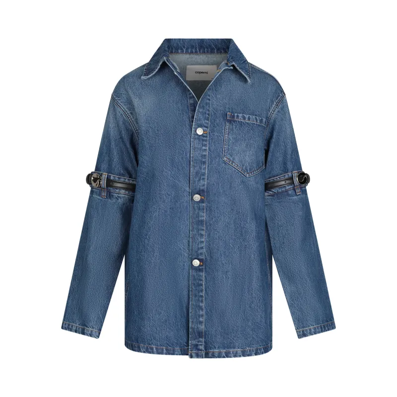 Hybrid Denim Overshirt in Blue sold by MARAIS