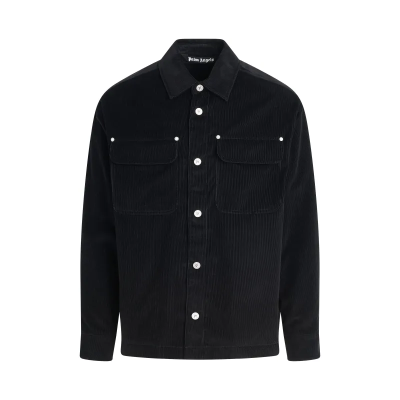 Velvet Back Logo Over Shirt in Black/Off White sold by MARAIS