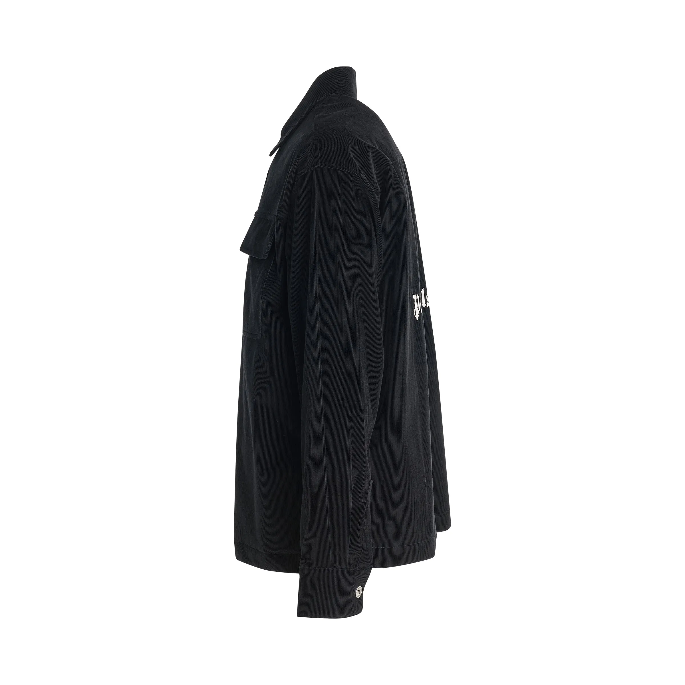 Velvet Back Logo Over Shirt in Black/Off White sold by MARAIS product image thumbnail 3