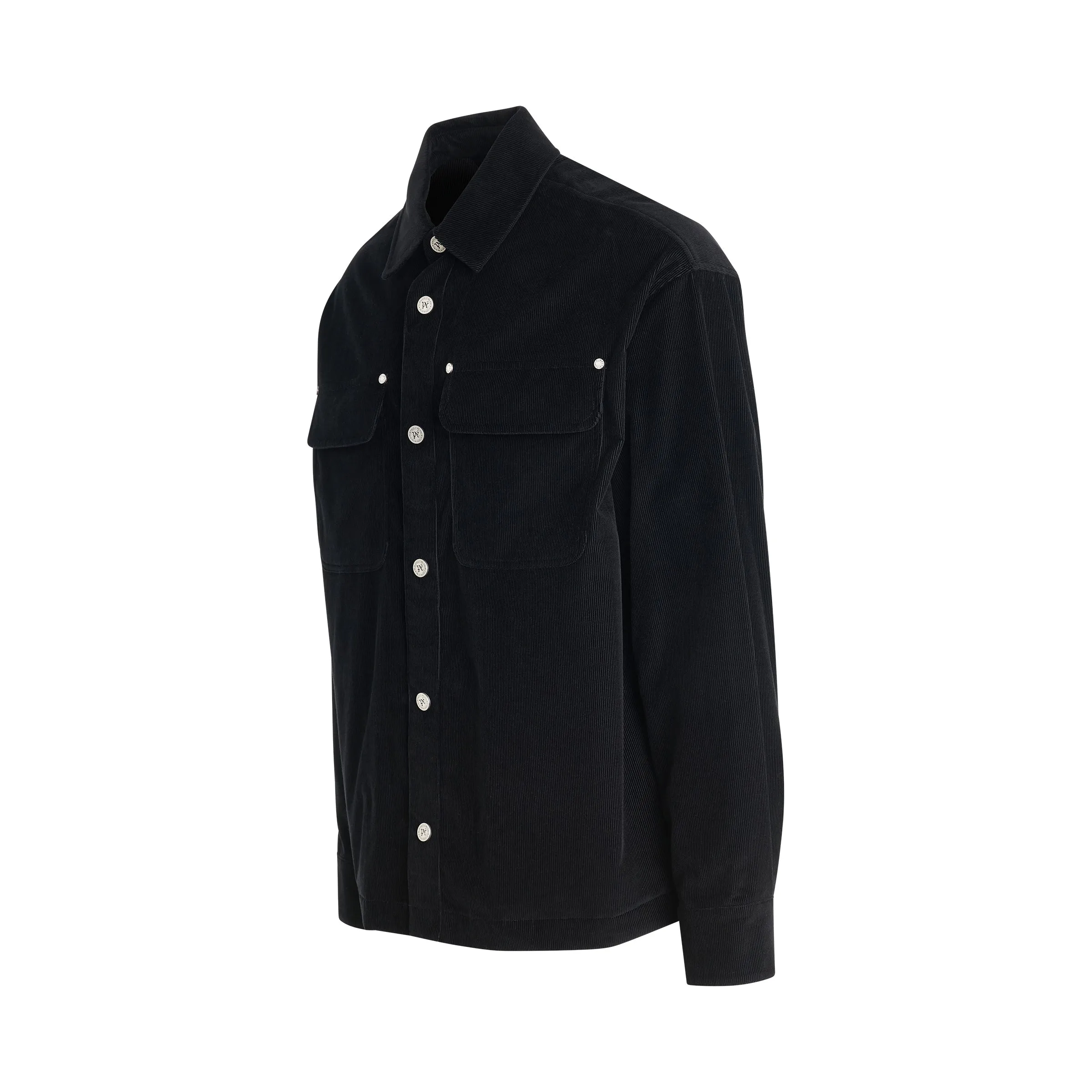 Velvet Back Logo Over Shirt in Black/Off White sold by MARAIS product image thumbnail 2