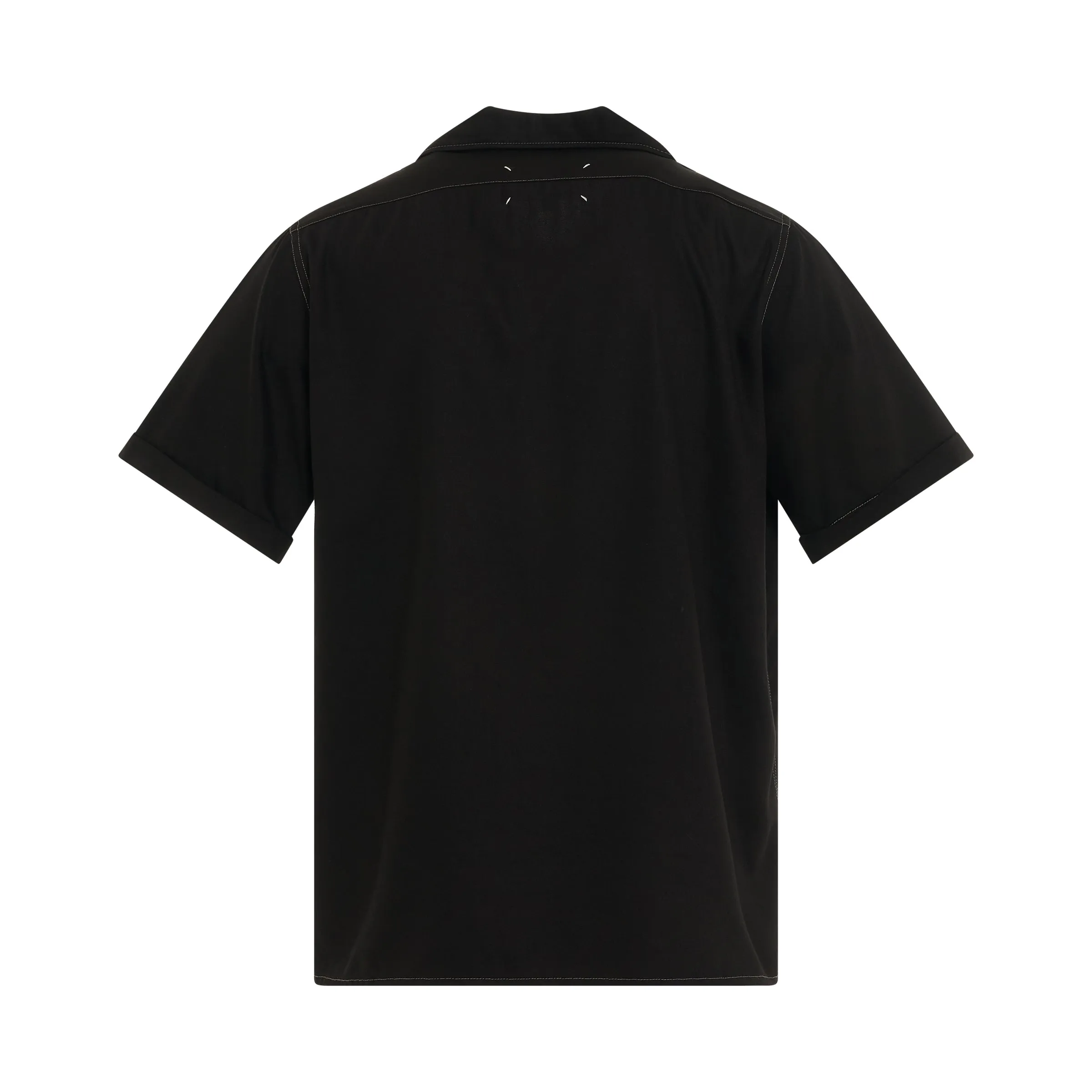Short Sleeve Rayon Twill Shirt in Black sold by MARAIS product image thumbnail 4