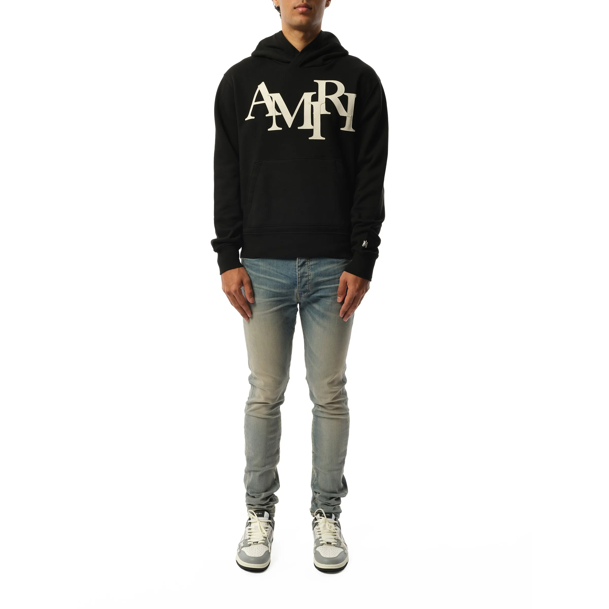 Amiri Staggered Hoodie in Black/White sold by MARAIS product image thumbnail 4