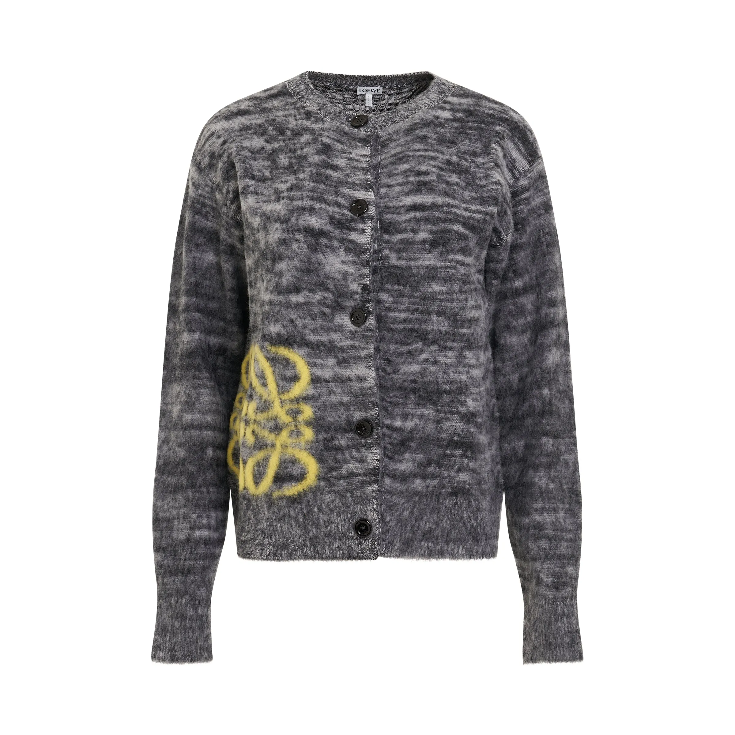 Anagram Intarsia Wool Cardigan in Black/White sold by MARAIS