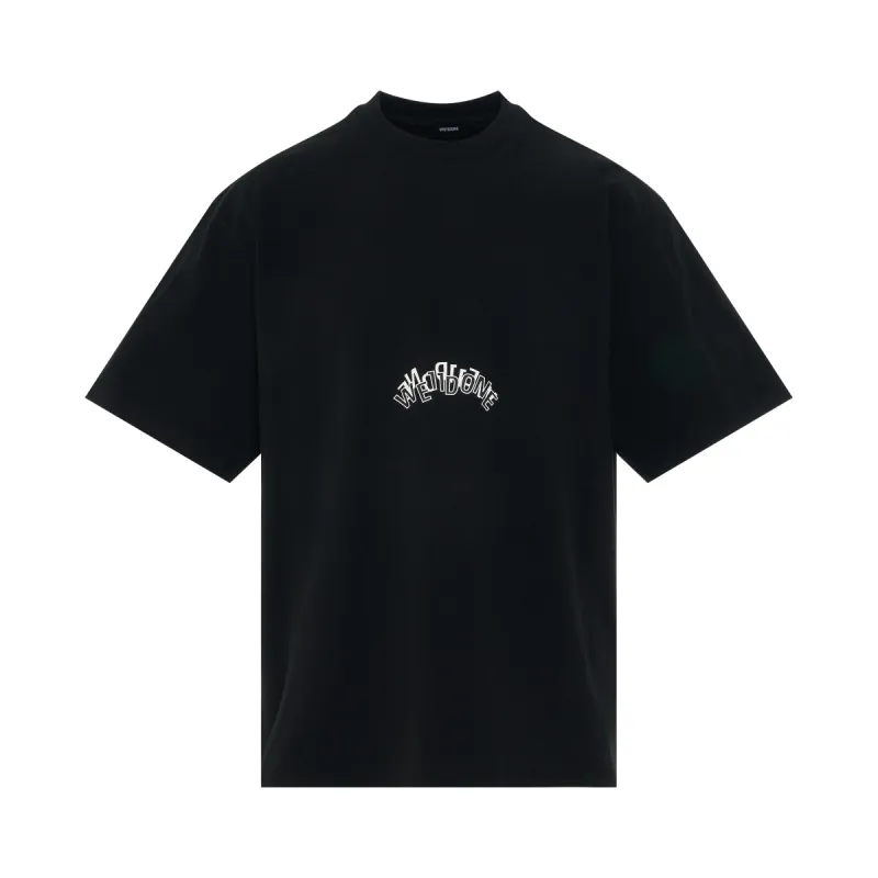 BALENCIAGA GOTHIC TYPE SHRUNK Tシャツ WMNS) Balenciaga Gothic Type Shrunk T-Shirt 'Black White