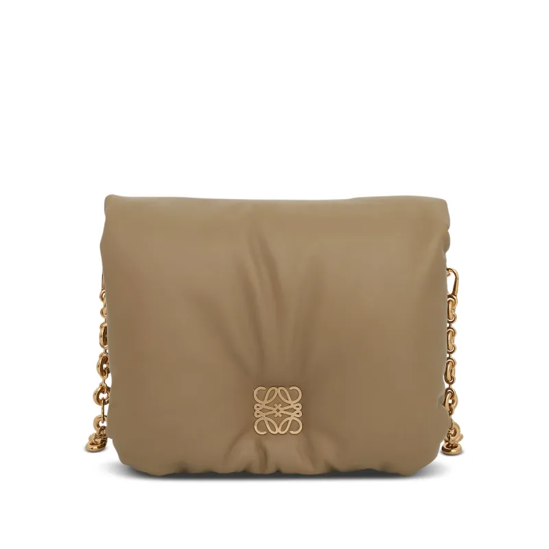 Puffer Goya Bag in Shiny Nappa Lambskin in Clay Green sold by MARAIS