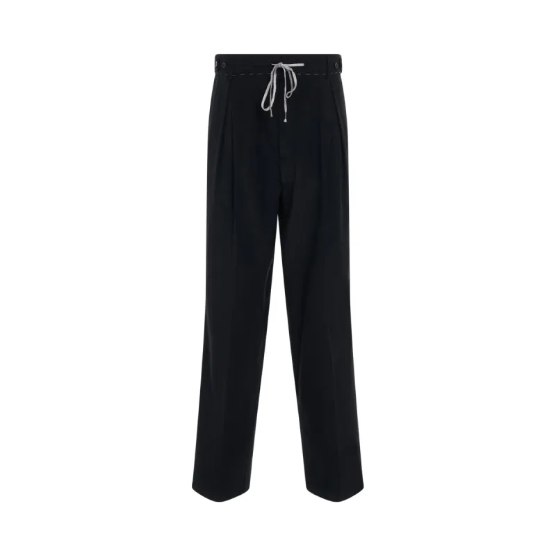 Drawstring Cotton Pants in Black sold by MARAIS