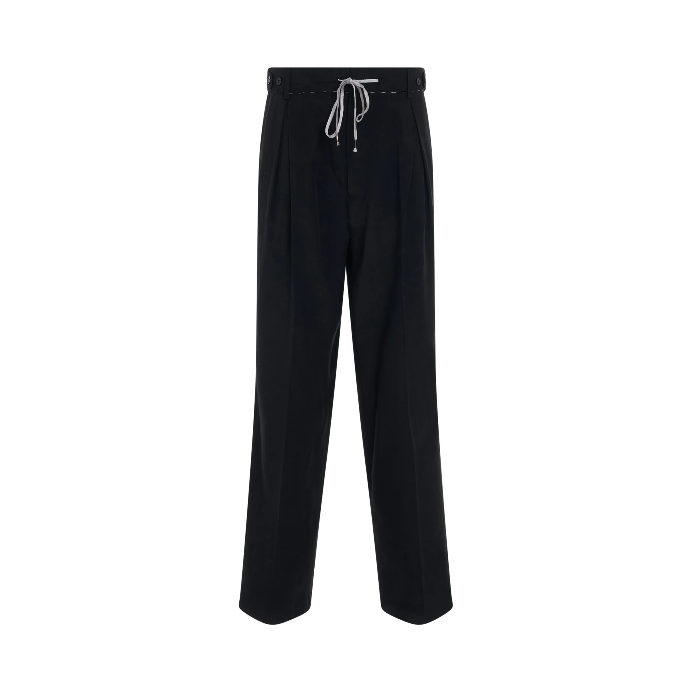 Drawstring Cotton Pants in Black sold by MARAIS