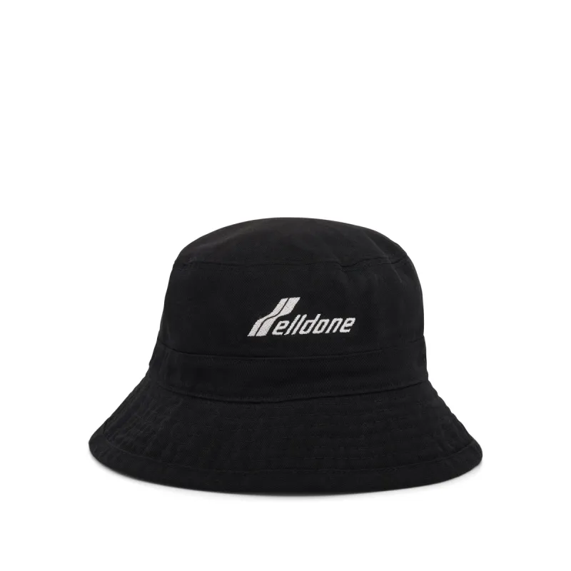 Washed WD Logo Bucket Hat in Black sold by MARAIS