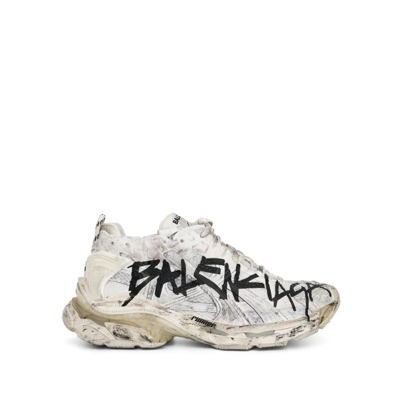 Runner Mesh Graffiti Sneaker in White/Black made by Balenciaga