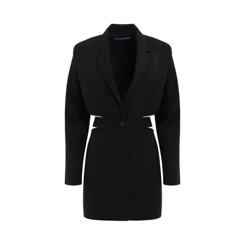 Bari Blazer Mini Dress in Black made by Jacquemus